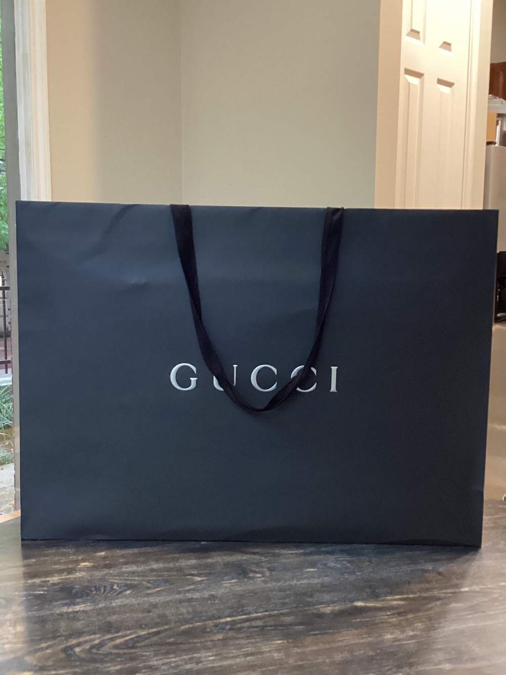 Gucci Large Black Shopping Bag and Large Box with Silver Logo